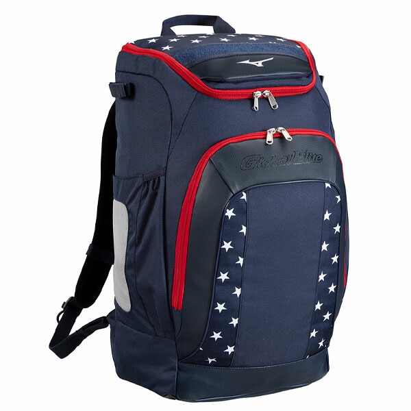 ミズノ (MIZUNO) ベイスボール 世界的エリート USAオールインワンバックパック (25aw) 米国海軍x赤いこと 40L 1FJDC91086