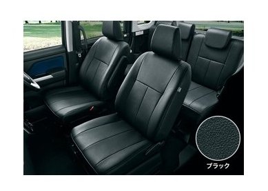 スバル ジャスティ【M900F M910F】　シートカバー(本革調)(フロントセンターアームレスト(運転席)非装着車用)【ブラック】