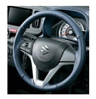 スズキ アルト【HA37S HA97S】　本革ステアリングホイールカバー（ステアリングガーニッシュ付車用）【ネイビー】[99141-67T11]