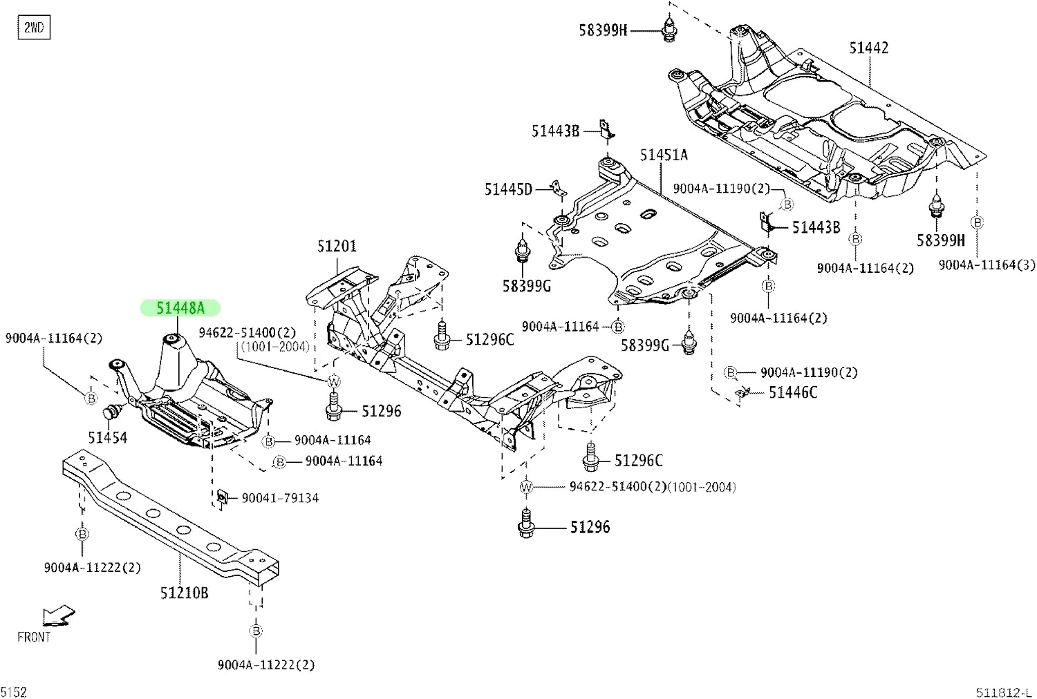 TOYOTA (トヨタ) 純正部品 COVER ENGINE SIDE UNDER RHオイルパン プロテクター品番 51448-BZ010