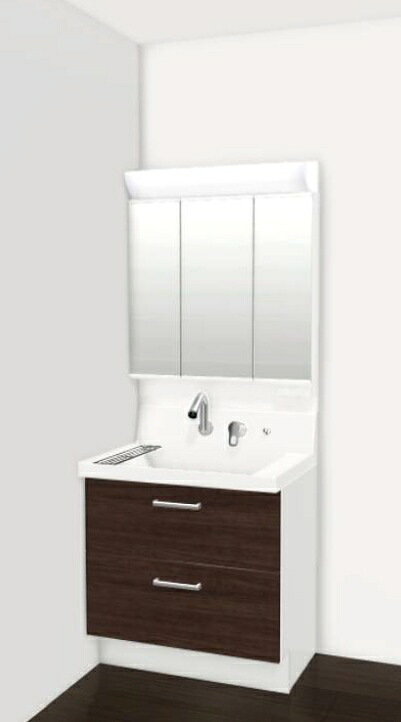 LIXILピアラ間口750mmAR3FH-755SY/LD2H+MAR2-753TXSUピアラ／フルスライドタイプ／シングルレバーシャワー水栓 3面鏡(全納める・標準尺度LED)製造会社直送の悧巧代引決済不可