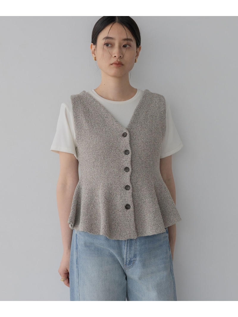 ブークレペプラムニットノースリーブ A part by アパートバイ トップス ベスト・ジレ グレー ベージュ【送料無料】[ Fashion]｜A part by