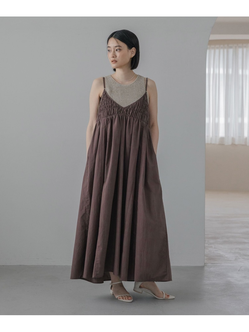 【WEB押さえる】2WAYシャーリングキャミワンピース A part by アパルトマンバイ 衣装・御召しもの 衣装 黒いこと 青み 赤銅色【貨物輸送無料】[ Fashion]