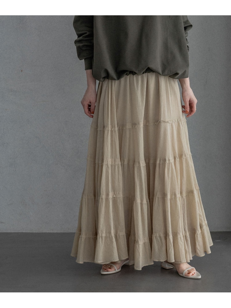 コットンティアードスカート A part by アパートバイ スカート ロング・マキシスカート ブルー ベージュ ブラック【送料無料】[ Fashion] 8,140円