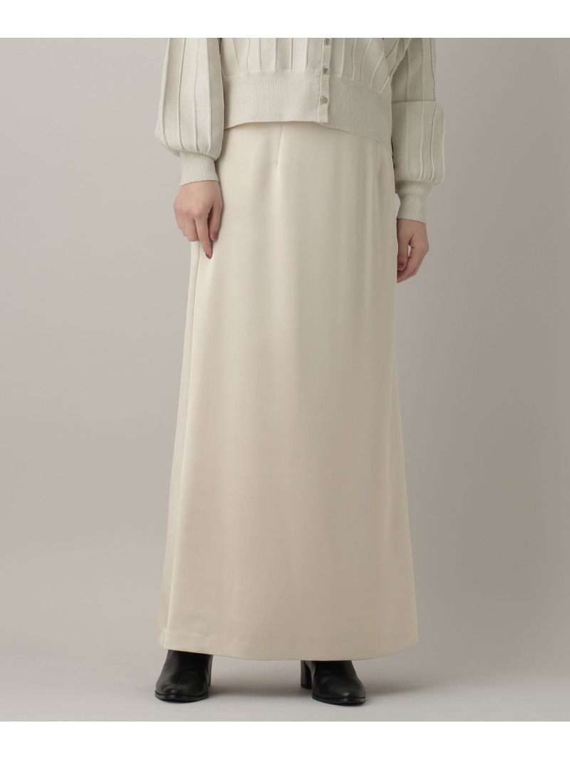 サテンセミフレアスカート A part by アパートバイ スカート ロング・マキシスカート ベージュ ブラック【送料無料】[ Fashion] 7,700円