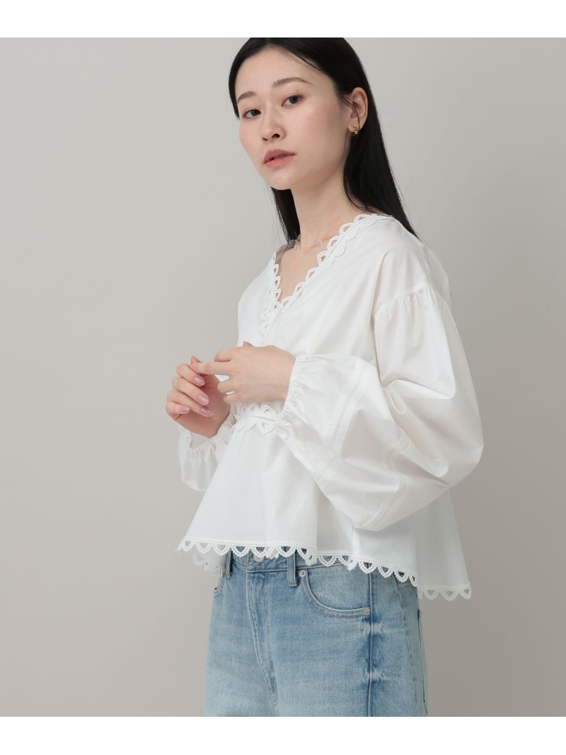 スカラップレースブラウス A part by アパートバイ トップス シャツ・ブラウス ホワイト ブラック【送料無料】[ Fashion]