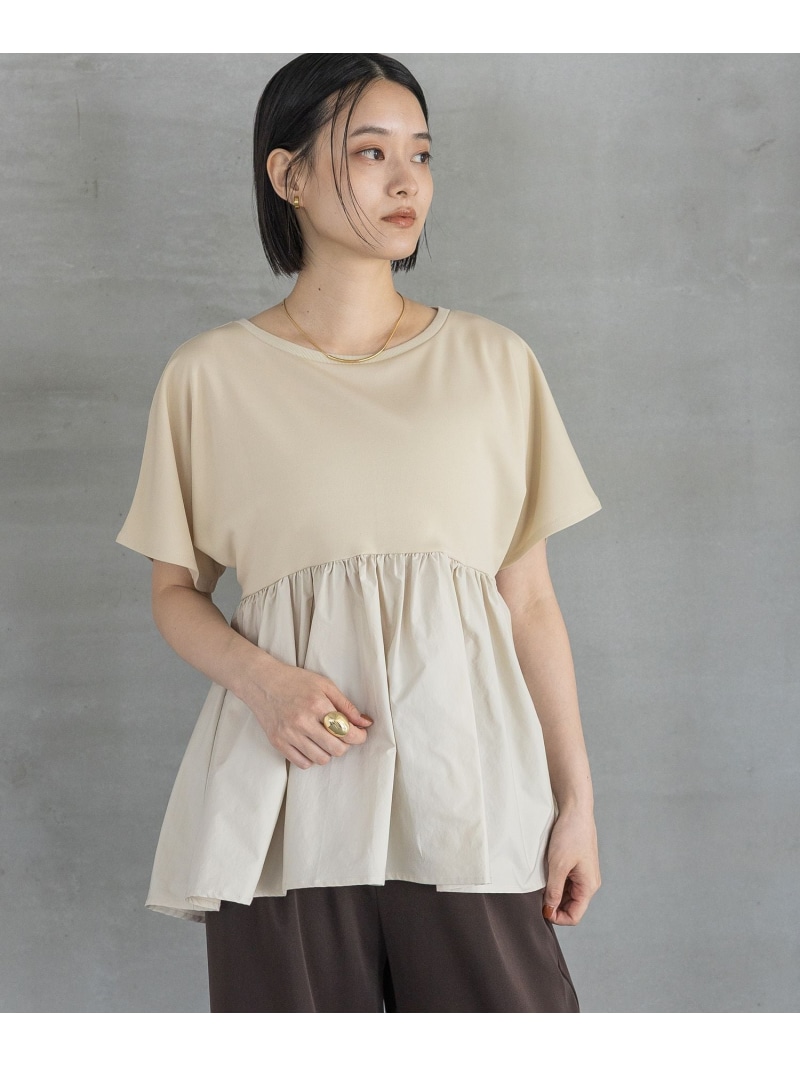 ペプラムTシャツ A part by アパートバイ トップス カットソー・Tシャツ ベージュ ホワイト ブラック【送料無料】[ Fashion]