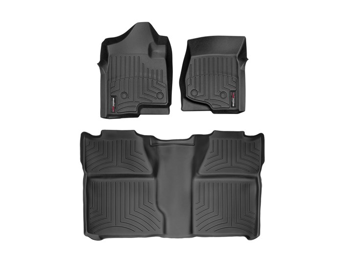 【WeatherTech/ウェザーテック正規輸入元】シボレー シルバラード／GMC シエラ/シエラ デナリ　左ハンドル車（ガソリン車専用） フロアマット/フロアライナー（フロント＆リア）（ブラック）