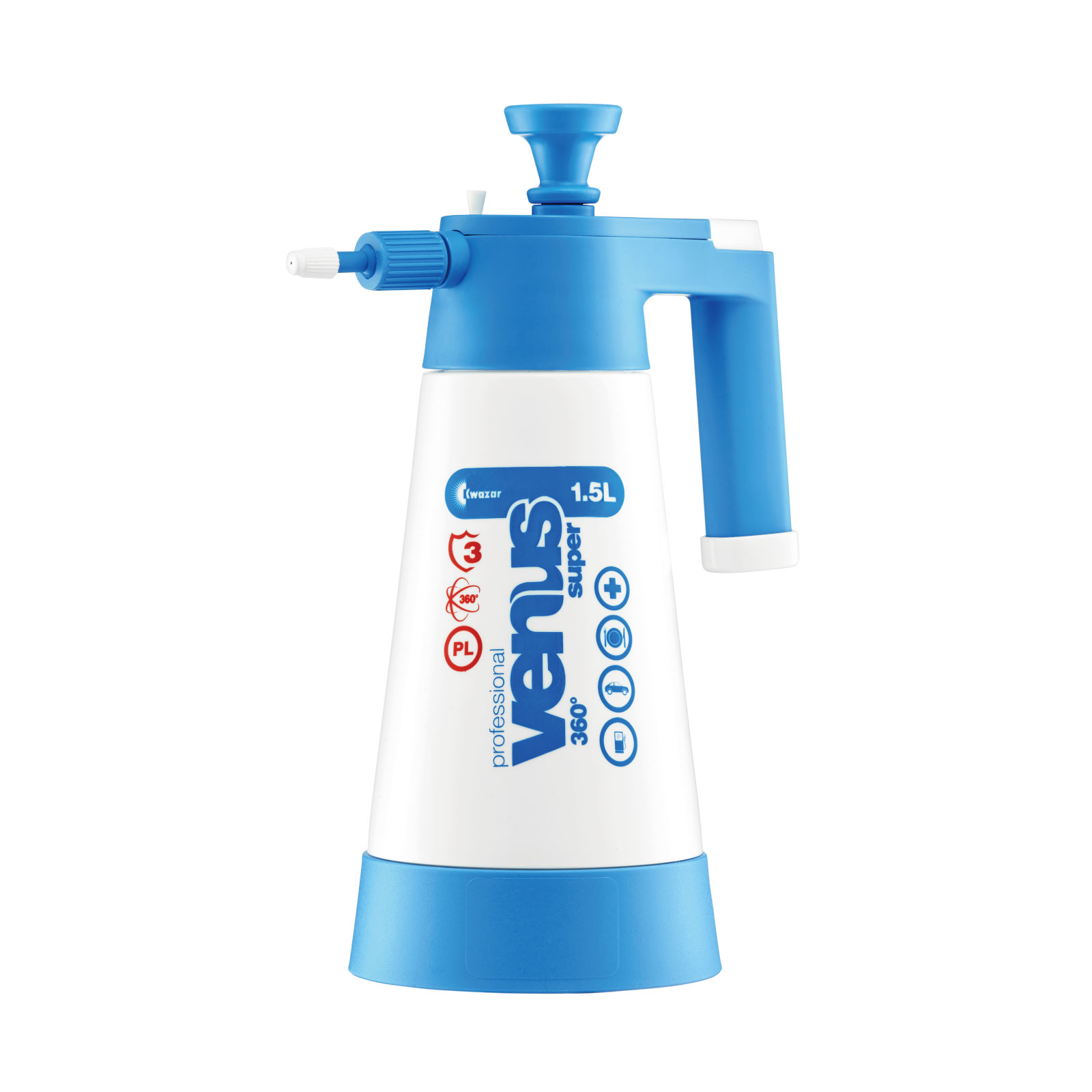 カサール(KWAZAR)VENUSシリーズ　スプレイヤー クリーニングプロ360° 1.0L　中性液剤用の蓄圧式スプレーボトル　洗車　車　バイク　洗車用品　洗車セット　霧吹き　スプレーパターン切替