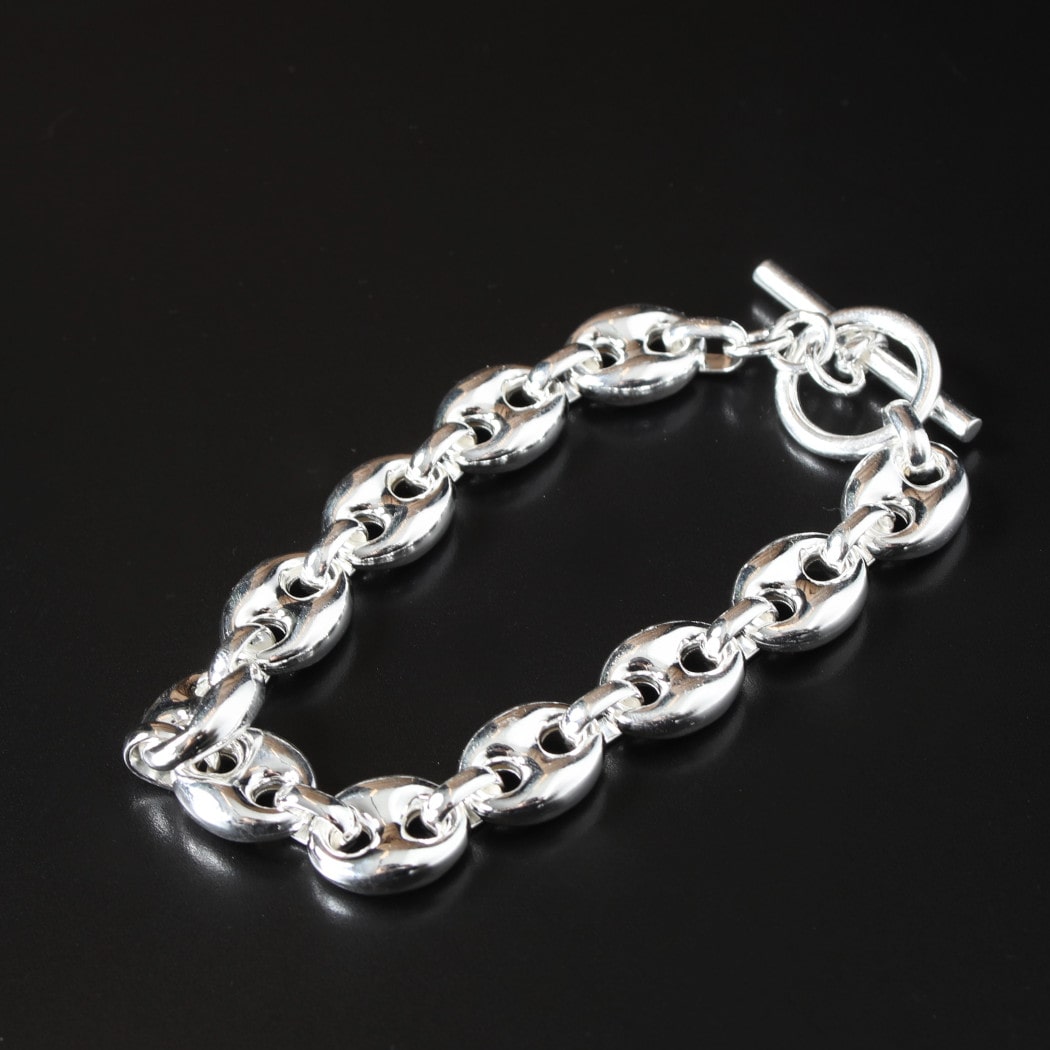 INTERIM インテリム マリーナ チェーン店 T赤ちょうちん 腕輪 イタリアン しろがね色925 地べた MARINA CHAIN T-BAR BRACELET SILVER925 GRAND しろがね色