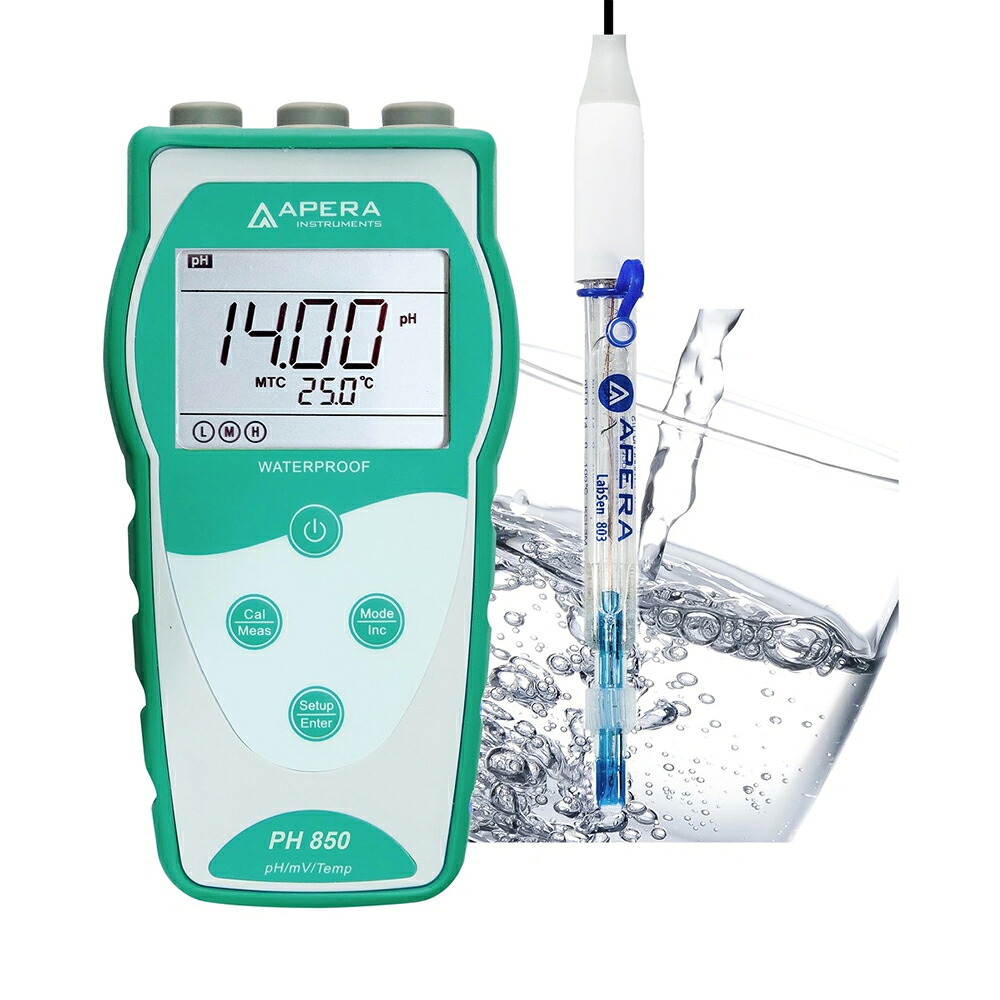APERA ポータブル式pH計PH850-PW pH測定器 LabSen 803ガラスpH電極標準付属 上水/懸濁液/低イオン濃度（純水など）サンプル向け pH/ORP/℃ pHメーター ペーハーメーター キャリングケース付 本体2年保証 電極６ヶ月保証 44,330円