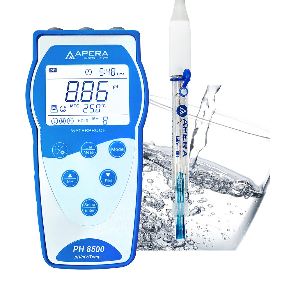 APERA 用途別高性能タイプ ポータブル式pH計 LabSen803標準付属 pH測定器 上水/懸濁液/低イオン濃度（純水など）サンプル向け データ管理機能付き pH/ORP/℃ pHメーター本体2年保証 電極６ヶ月保証
