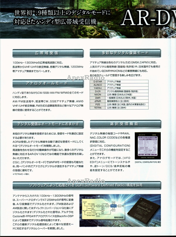 楽天市場 エーオーアール Ar Dv10 デジタル ハンディレシーバー 広帯域受信機 航空無線 アマチュア無線 100khz 1300mhz Aor Ardv10 アペックスラジオ