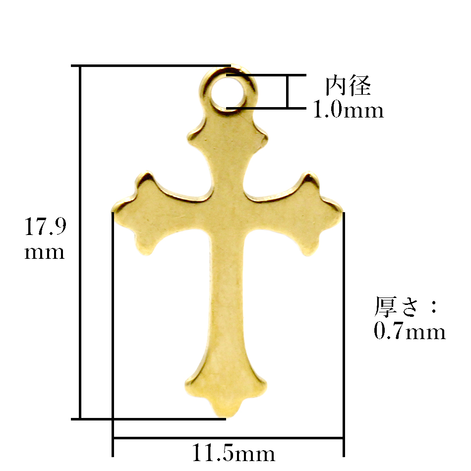 楽天市場 5個 サージカルステンレス チャーム 32 デザインクロス 十字架 ゴールド 金 パーツ 素材 金属アレルギー対応 アップフェル