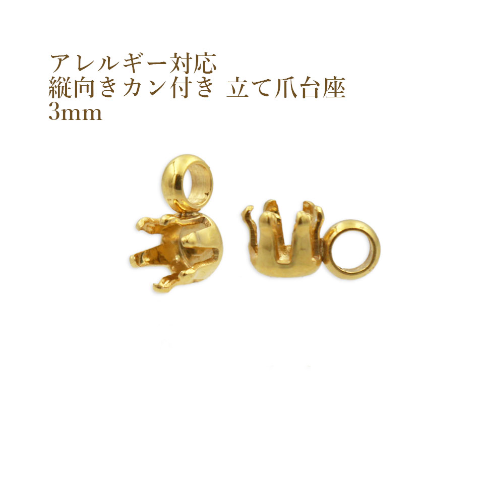 楽天市場】［10個］サージカルステンレス ヨコ向き カン付き 立て爪 台座 6mm［ ゴールド 金 ］ パーツ 金属アレルギー対応 : アップフェル