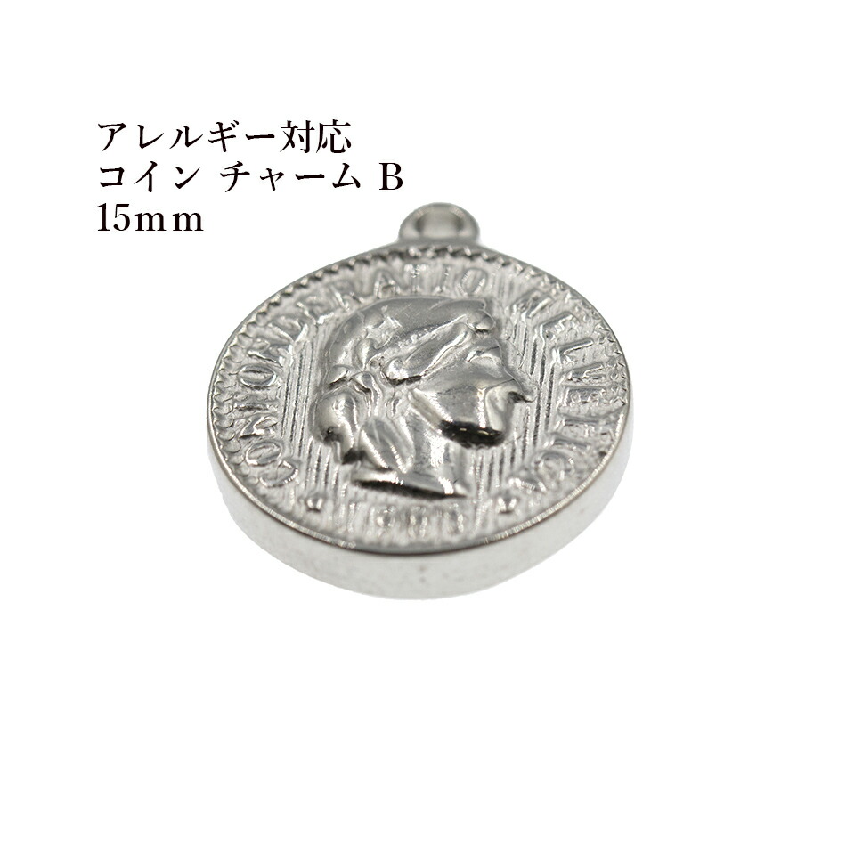 楽天市場】[ 5個 ] サージカルステンレス コイン チャーム B《 15mm 》 [ 銀 シルバー ] パーツ 金属アレルギー対応 : アップフェル