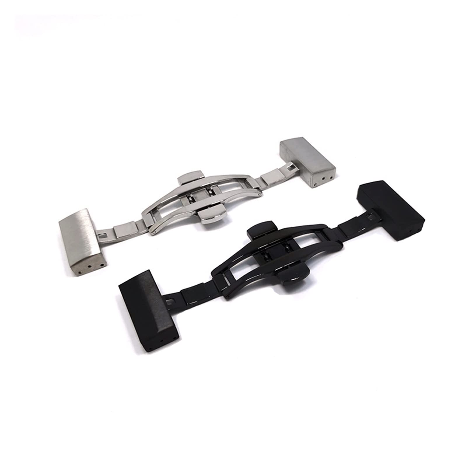 ステンレススチール腕時計クラスプバックル 18mm 20mm 22mm メタル ダブルプレス フォールドクラスプ 腕時計 修理 シルバー ブラック テーブルバックル(黒、22mm)|アピネス