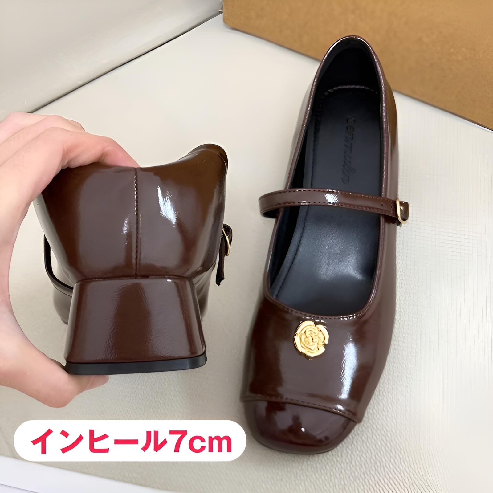 カメルハイヒール マリージャンシューズ スクエアトゥ ヒール インソール7cm レトロデザイン 女性用 オールシーン対応 デイリーユース プレゼントにぴったり｜アピネス