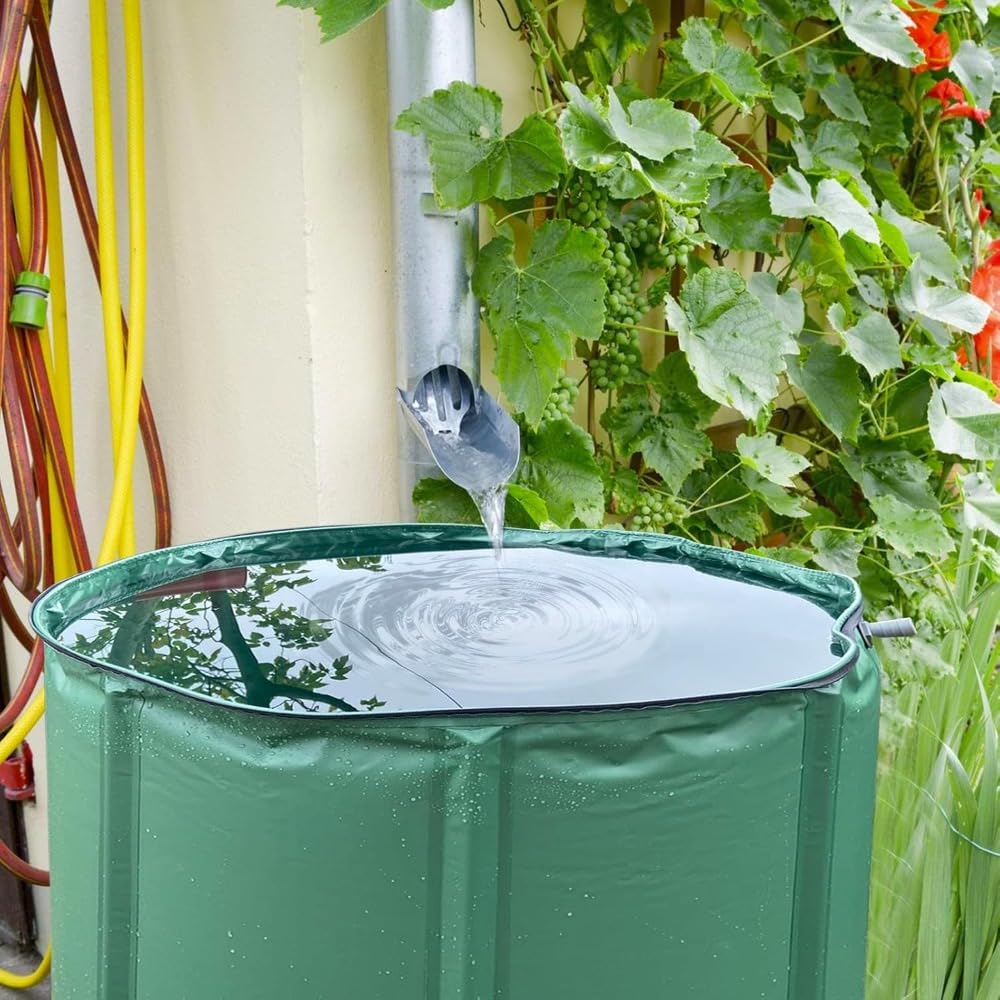 雨水タンク 家庭用 集水器 貯水タンク 100/200/225L 屋外折りたたみ式ポータブル ウォーターバケツ 防災 屋外用 園芸植物灌漑可能 雨を貯めて節水 貯留タンク (グリーンa,264ガロン/1000 L) []｜アピネス
