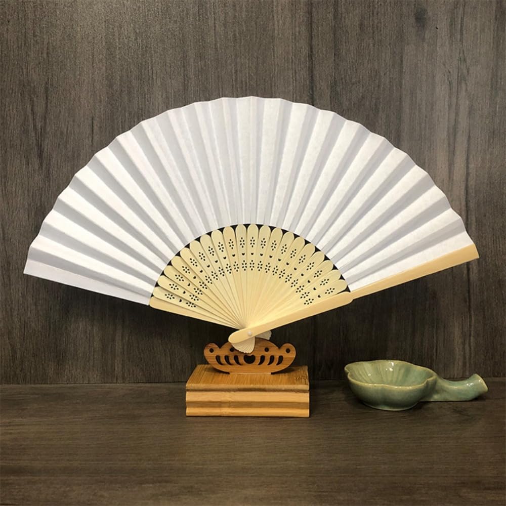 30本入り扇子 紙扇子 無地 白地 DIY絵画扇子 絵付け 落書き 竹扇子 折りたたみ式 夏祭り 暑さ対策 パーティー 装飾 ホワイト (12インチ,30枚)|アピネス