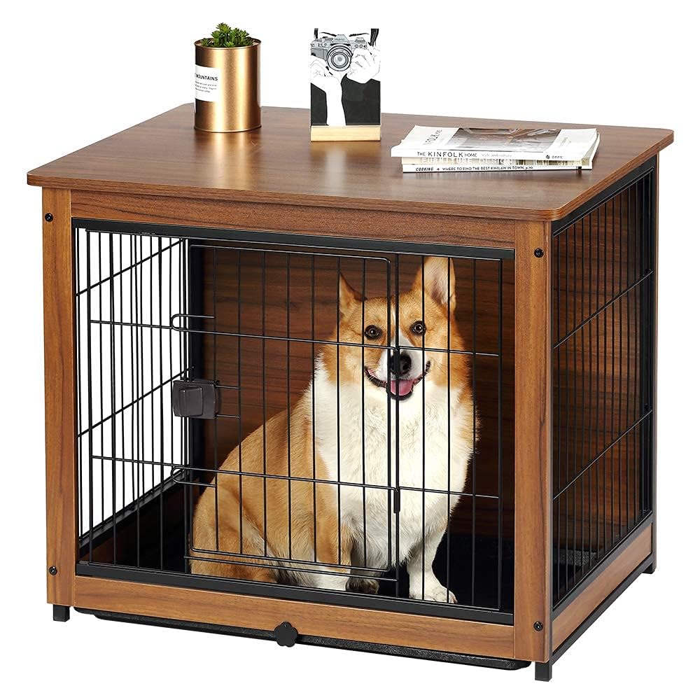 木製愛玩動物犬伏せ篭 愛玩動物伏せ篭 犬掘ったて小屋 屋内駒寄せ 駒寄せ 身寄り犬臥榻 猫伏せ篭 大屋根付き添い人 御盆付き添い人 お取りつくろう飾り気のない 中小型犬用 (ウォール中毒者色)