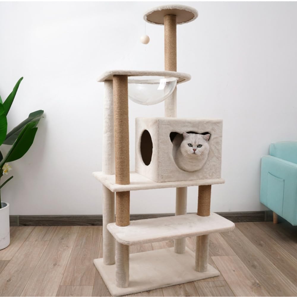 キャットタワー猫スクラッチボード猫の巣多層間隔文字宇宙カプセル猫クライミングひな形猫飛び降りるプラットホーム牢固たるで耐久性のある (しろがね色薄墨色)