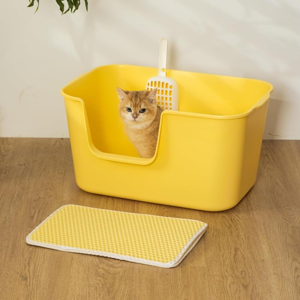 猫 特大猫トイレ 飛沫防止 一体型 オープンタイプ 猫トイレ 特大猫トイレ 猫用品 (グリーン)｜アピネス 8,669円