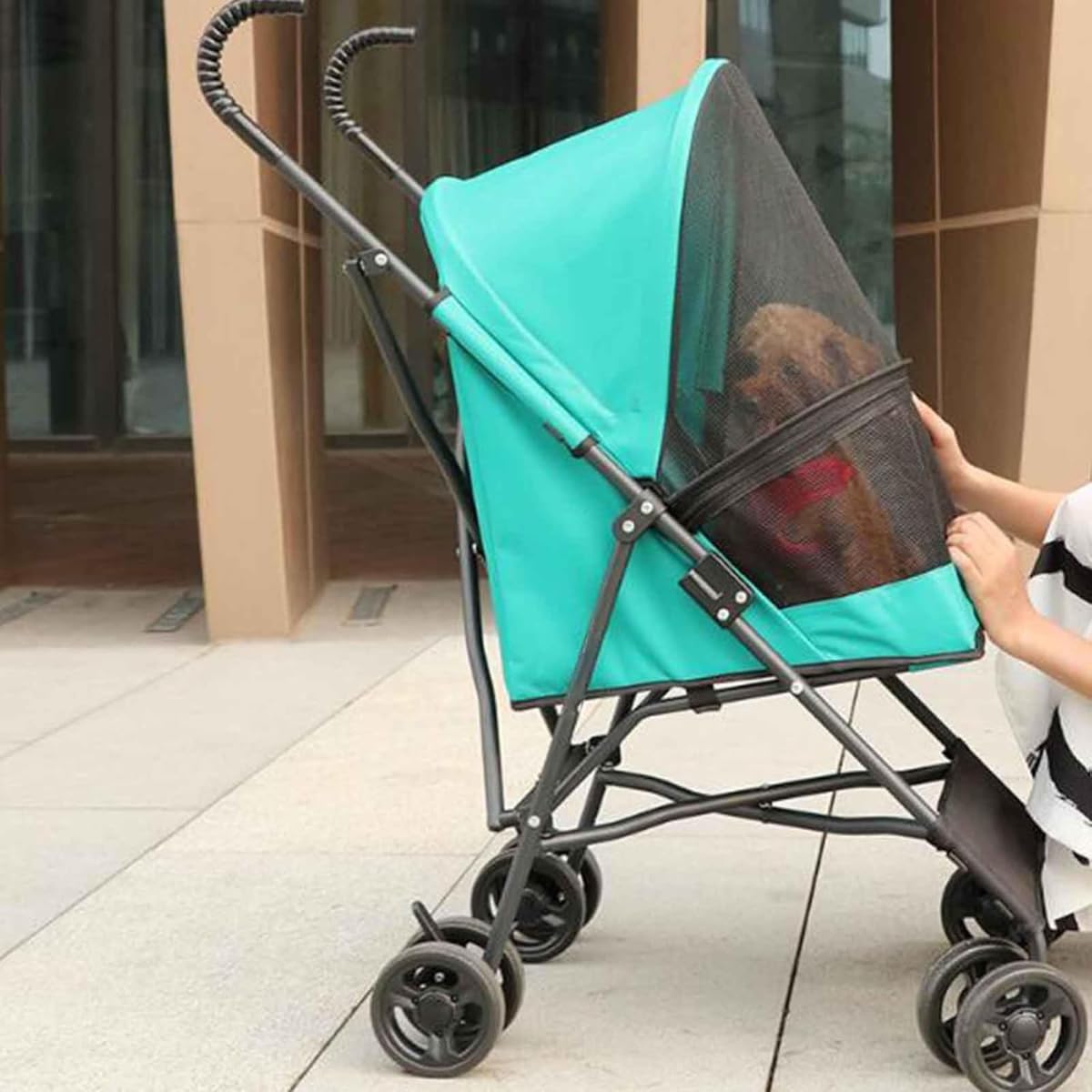 10kg 相応う 緑であること 4 輪折りたたみ 軽さ犬用 ポータブルペットワゴン うば車 H11