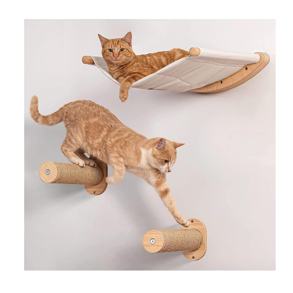 猫用クライミング 室内猫用壁掛け家具と棚 セット ハンモック 1 個 ステップ 2 個 猫用壁掛けベッド 猫用棚と止まり木 I11|アピネス