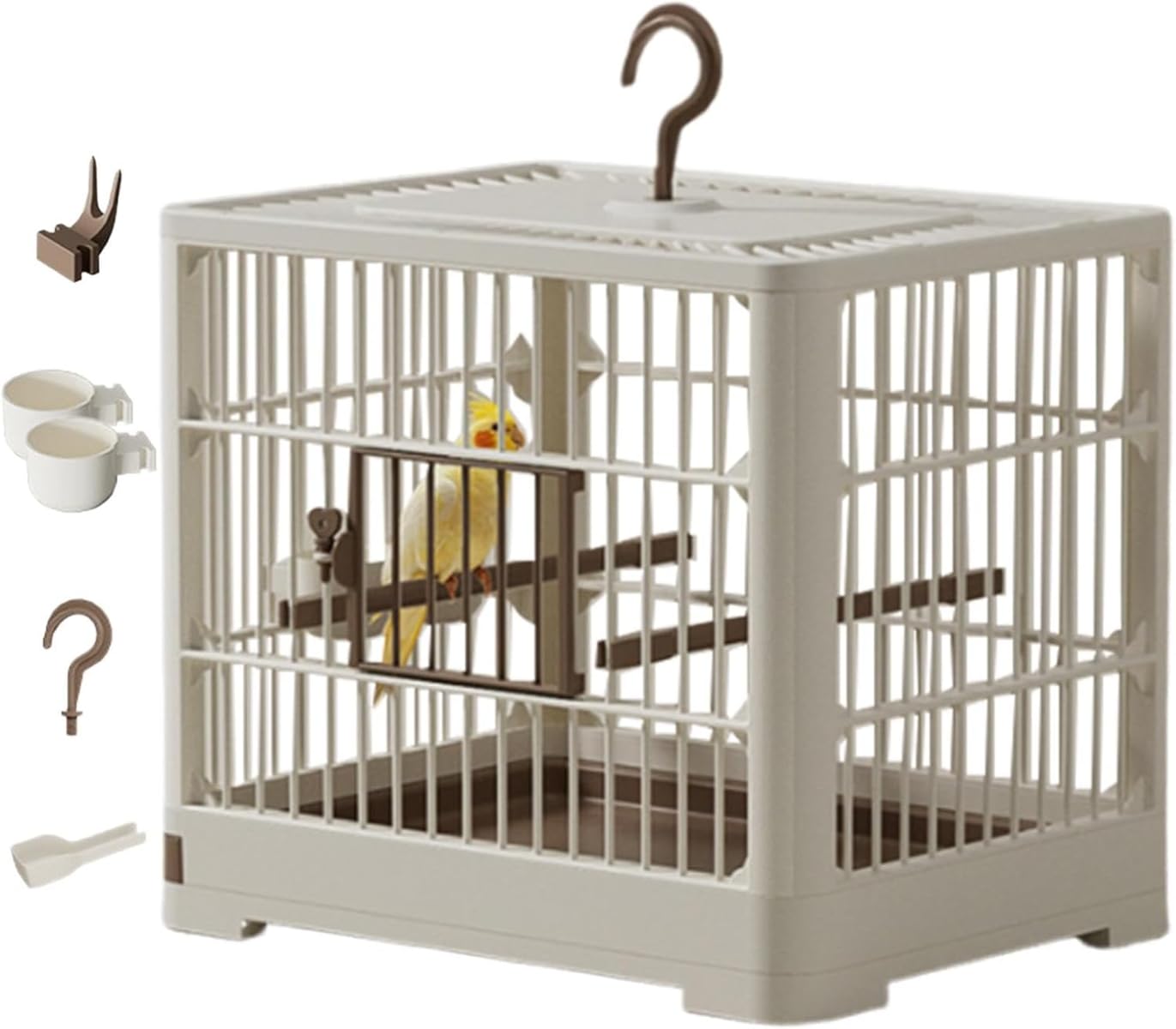引っ掛かり手持ち部分付き添い人鳥籠 軽さ・デタッチトレイ インコ/フィンチ/オウム真理教用 H11