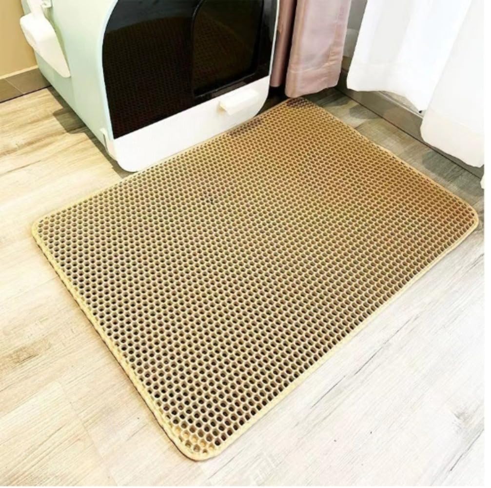 砂取りマット 猫砂マット 猫 トイレマット 特大 猫用 猫砂キャッチャー トイレ ペットマット 猫砂飛び散り防止 猫トイレ用品 ペット 二重構造 滑り止めマット 清潔 簡単 (55*75cm,グレー)