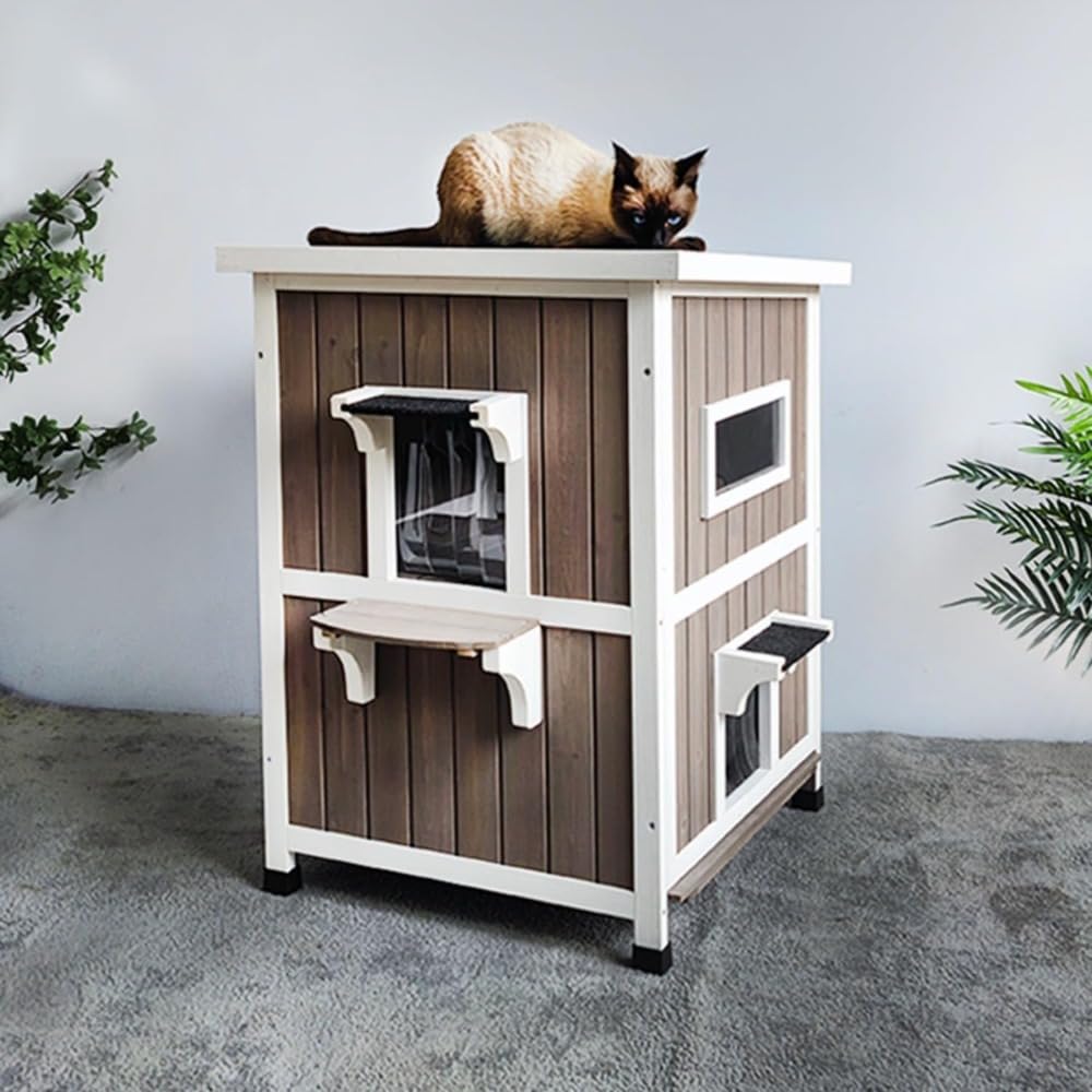 2階建て キャットハウス 防御すること猫 露天猫 猫棲み家 身寄り 大いさ 猫 露天 掘ったて小屋 棲み家 猫主柱