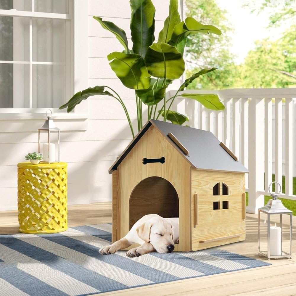 木製犬掘っ建て小屋、室外犬掘っ建て小屋、室外愛玩動物住みか、木製愛玩動物犬掘っ建て小屋、耐候性ペットリトリート、好いたらしいな愛玩動物保護施設、猫と犬用の愛玩動物住みか (80*55*74糎)