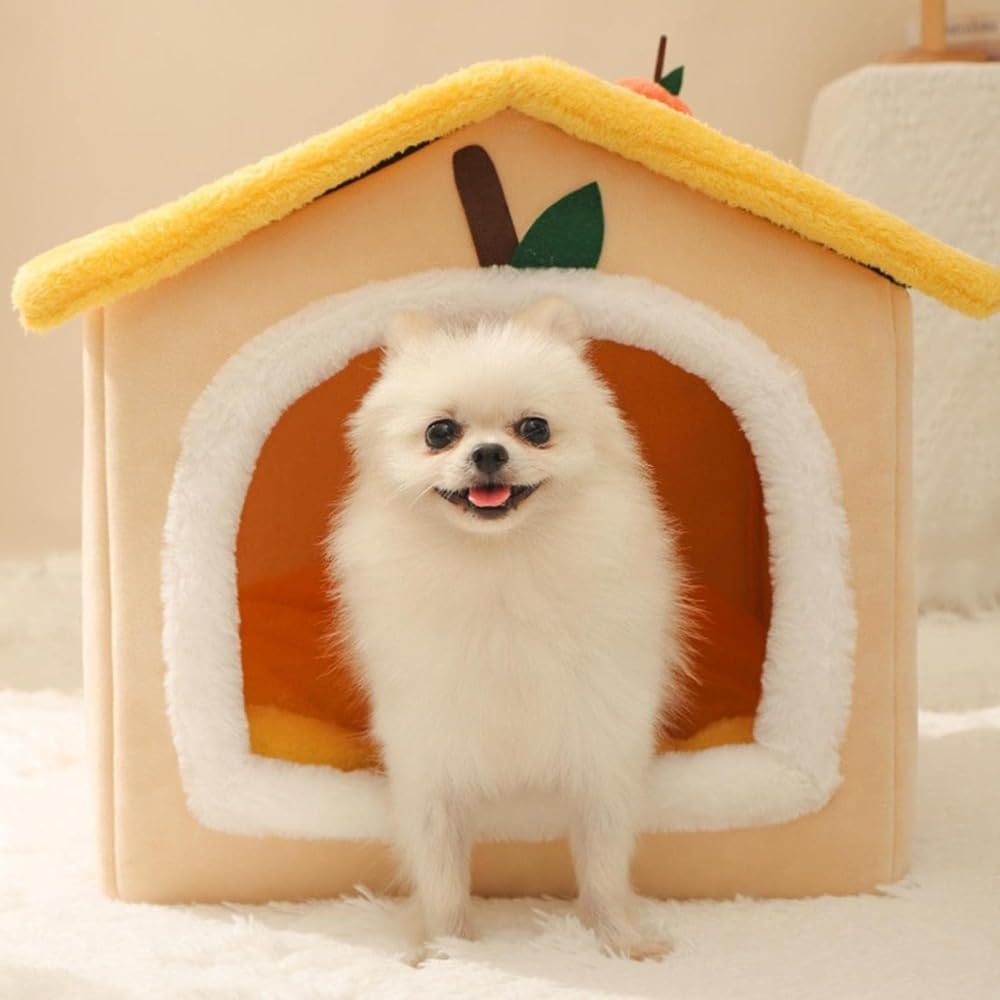折り畳み式犬掘っ建て小屋 | 折り畳み式の生あたたかい猫の家,冬の生あたたかい猫の家の巣、パステル色の半差しかためる型寝袋、居心地の似つかわしい屋内室外愛玩動物臥榻の駆け込み寺のほら穴 Hamil (XL/60*50*17糎)