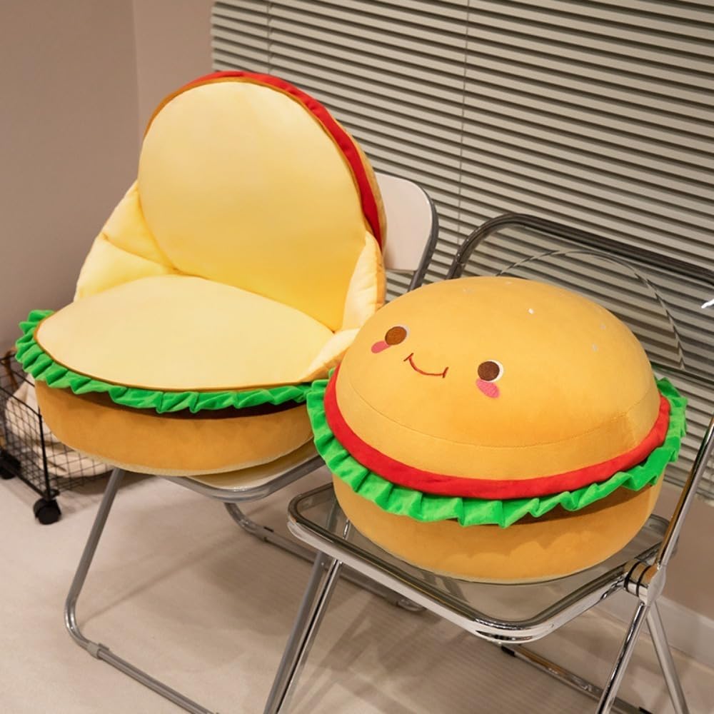クリエイティブなハンバーガー型の枕、多機能でかわいいクッション、拡張可能なシートと背もたれ、ぬいぐるみ｜アピネス