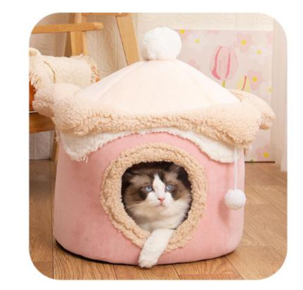 愛玩動物臥榻 学生寄宿舎 犬 猫 学生寄宿舎型 臥榻 猫棲み家 冬 猫用臥榻 犬掘ったて小屋 好いたらしい もの柔らか 水洗いするえ 上滑り御仕舞い 小型犬 猫 サクラ色 (赤銅色,M) その他-生活雑貨-日用品雑貨・文房具・手芸