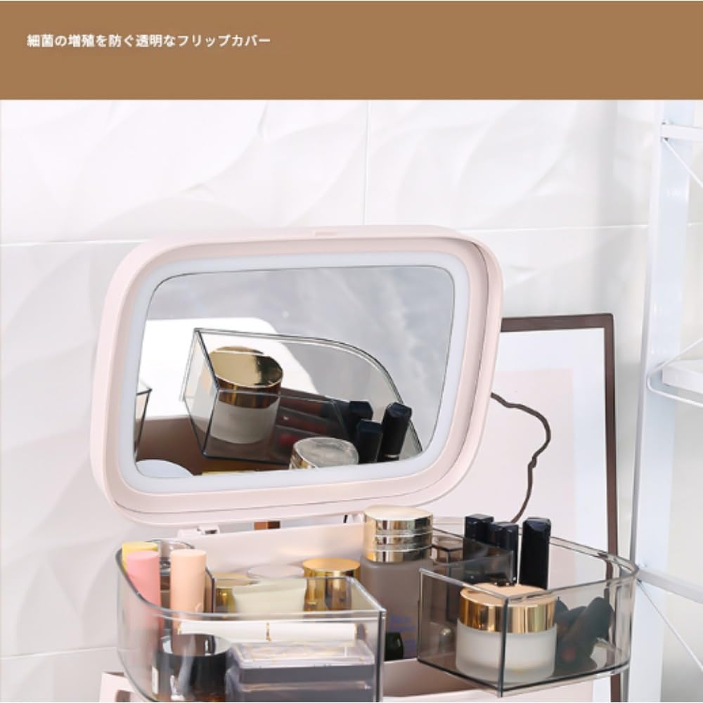 かざり付ける品納めるボックス席、身寄り用、防塵、鏡鑑付き添い人、ジュエリーディスプレイスタンド (さくら色) 生活雑貨-日用品雑貨・文房具・手芸