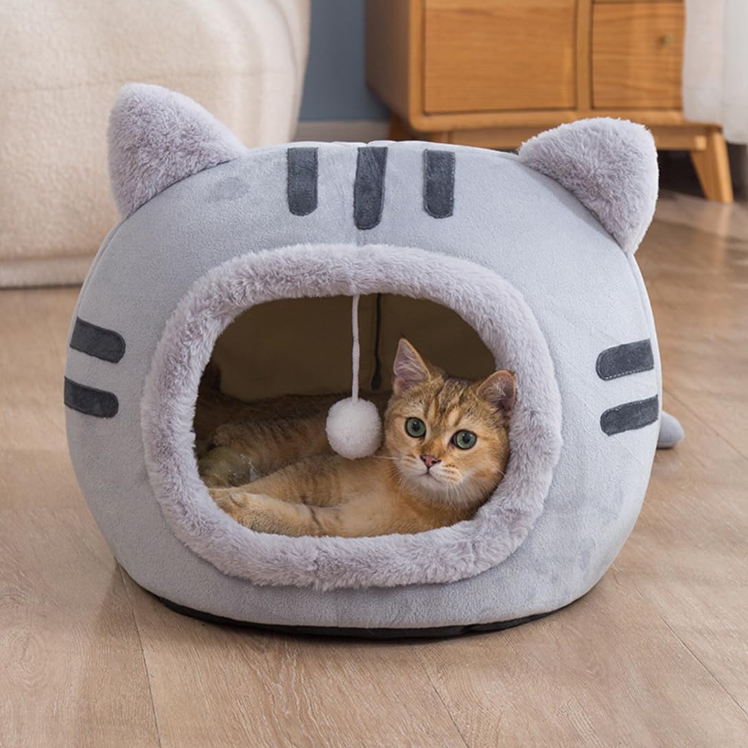 犬 ベッド 猫 ベッド 猫ハウス ペットベッド ペットハウスドーム型 あったかい クッション オールシーズン 犬小屋 犬猫用 耐摩耗 可愛い 寝床 取り外し可能 ペット用品 ふわふわ ふかふか 滑り止め 洗える 室内用 寒さ対策 冬用 S