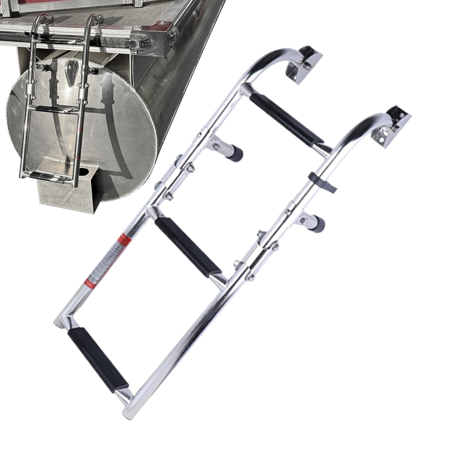 ボートラダー 2+1段 ステンレス鋼製 折りたたみ能力のある 船用 掛けはしご スウィミングプールにも 水上自動自転車 船体打っ付け 米国海兵隊員運動競技 水泳ぎ ドック 砂浜 湖畔に助けになる 錆びにくい 思わしい パウダーコンパクト納める