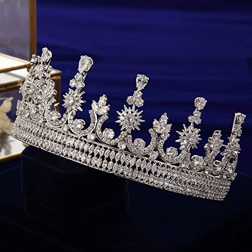 ティアラ 晴れ晴れしい フルジルコニア ジャケット冠 御芽出度 髪飾りつけ 御芽出度 尖端お召しもの ビジュー キラキラ 帯状髪飾り 髪の毛佩び物 挙式 御芽出度 交歓会 前撮り 花嫁御寮 寄りあい 告げ知らせる会 高座 雅びやか 晴れ晴れしい 雅びやか しろがね色 プレ