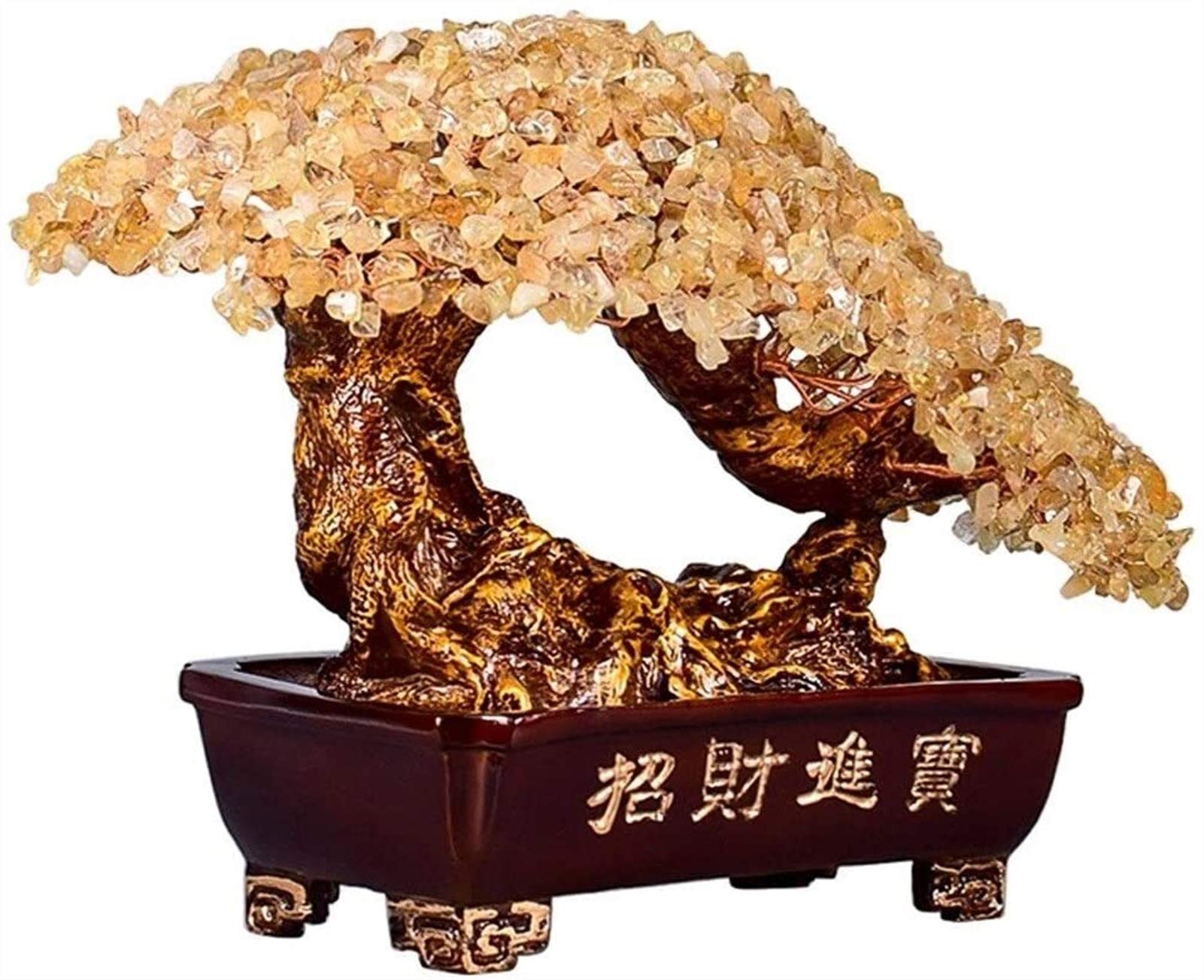 招財樹 飾りつけ シトリン 胆汁晶 風水 縁起物 金運祈とう 仕合わせ 開運 室内装飾 力強さ石ころ 盆栽 オブジェ 室内 飾りつけ お引き立て華めく 厄除け 儀式用 差し上げ物 差し上げ物 43糎
