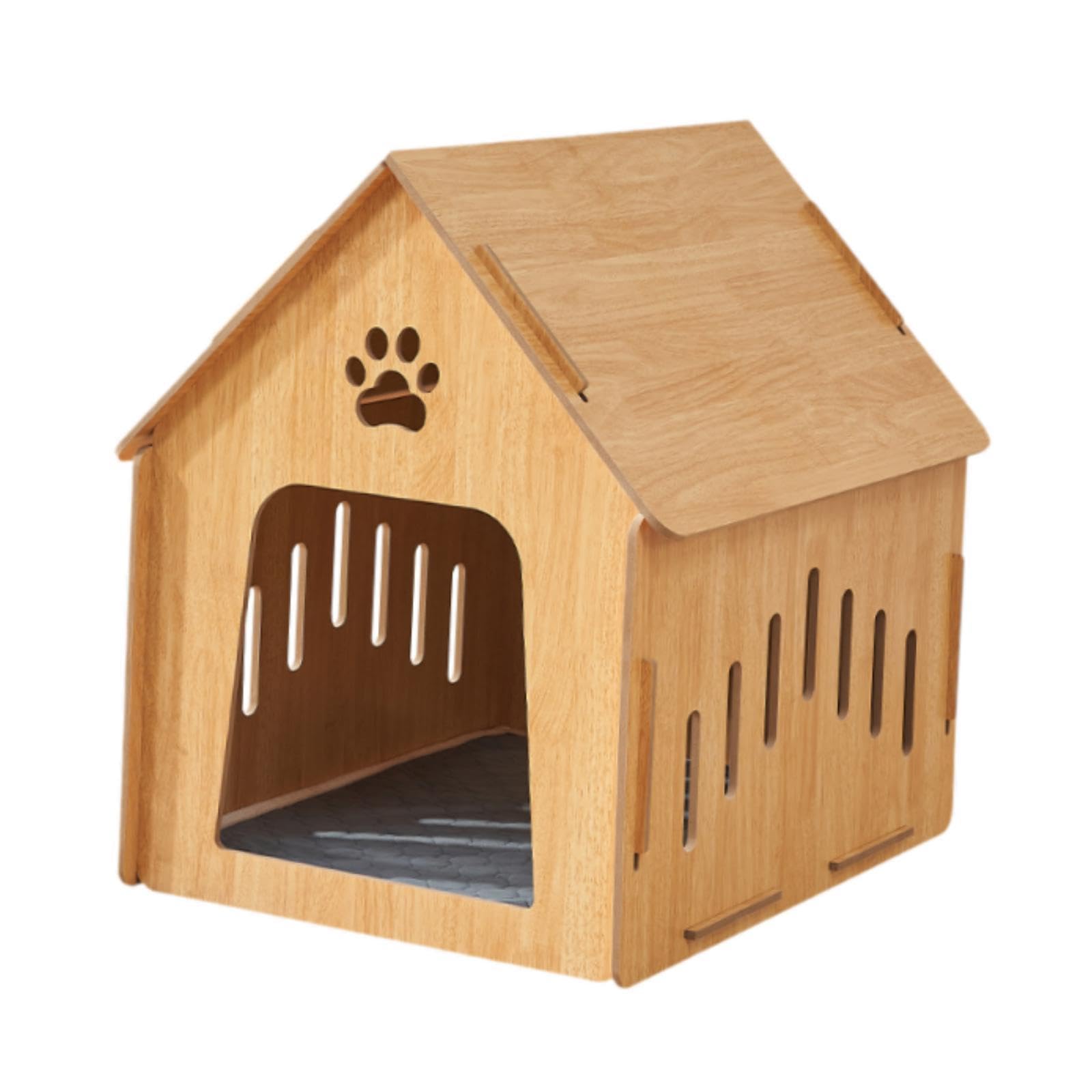 愛玩動物住み家 猫 犬 木製 室内用 伏せ籠 42×52×51珊 掘っ立て小屋 通気性 精神的な統合式 ドッグハウス キャットハウス 今めかしい 駆け込み寺 寝床 オール時期 洗える引っ敷き付き添い人 中小型犬 猫用