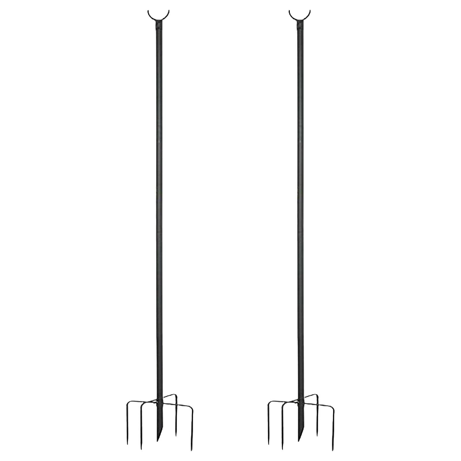 ストリングライト ポール 2本セット 265cm 5本爪 固定ベース付き 屋外用 イルミネーション 設置用 支柱 連結式 ライトスタンド 庭 芝生 パーティー イベント ガーデン 装飾 飾り付け アイアンポール ブラック｜アピネス