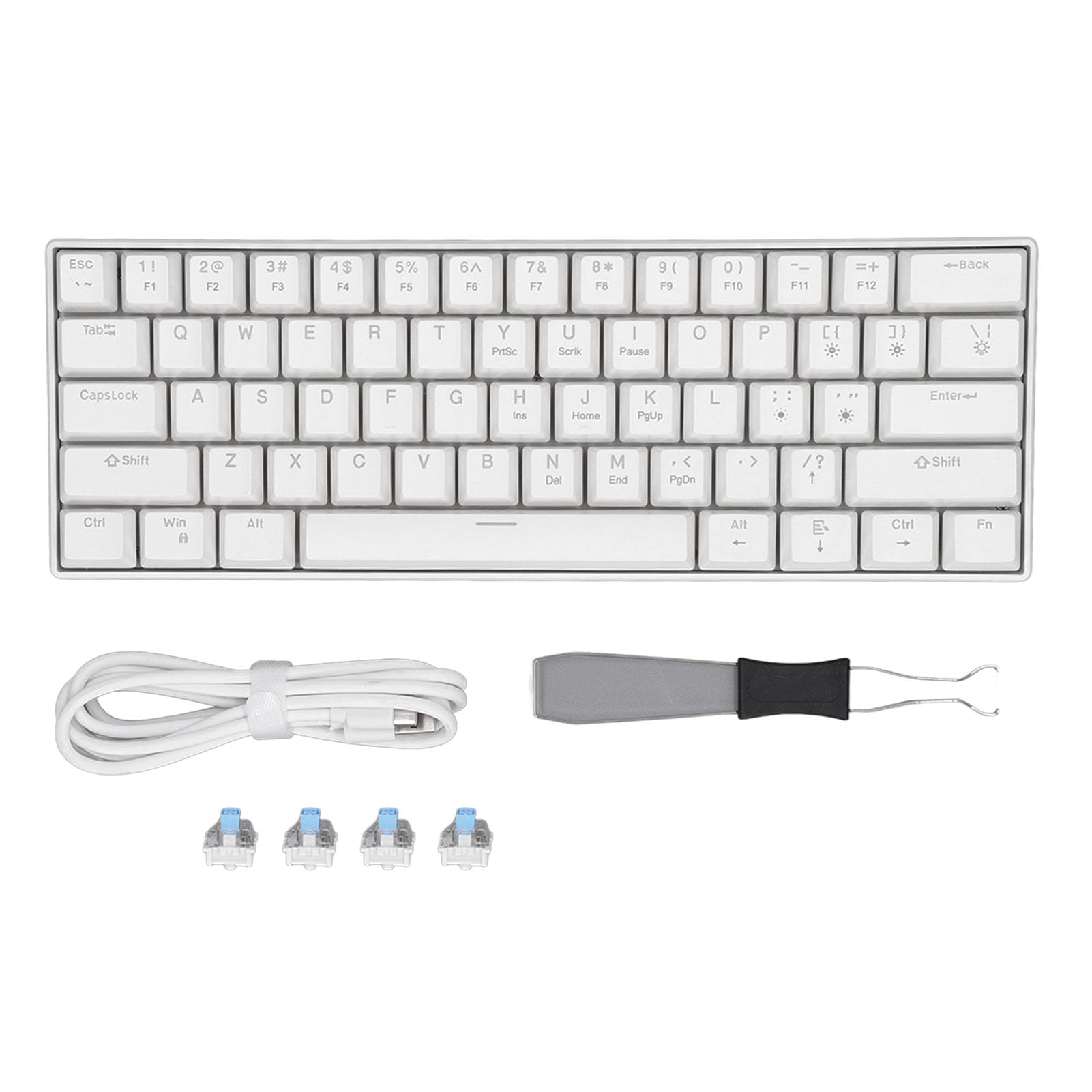 機械的鍵盤 61足懸かり ゲーミングキーボード 有線 英語割りつける パウダーコンパクト 小型 軽さ Type-C 有線テレビ着脱能力のある うしろ側点火装置積み上げる 高耐久 静音 ゲーミングパソコン 執務室用