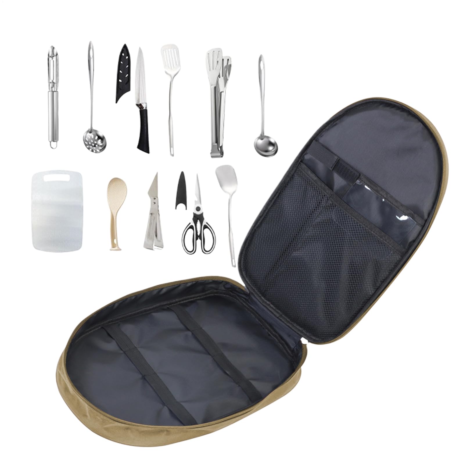 キャンプ 調理器具 セット 11点 アウトドア キッチンツール セット 収納バッグ付き 包丁 まな板 トング ハサミ おたま フライ返し ピーラー しゃもじ 栓抜き カトラリー クッキングツール 常備 携帯 便利 グッズ バーベキュー BB｜アピネス 8,139円