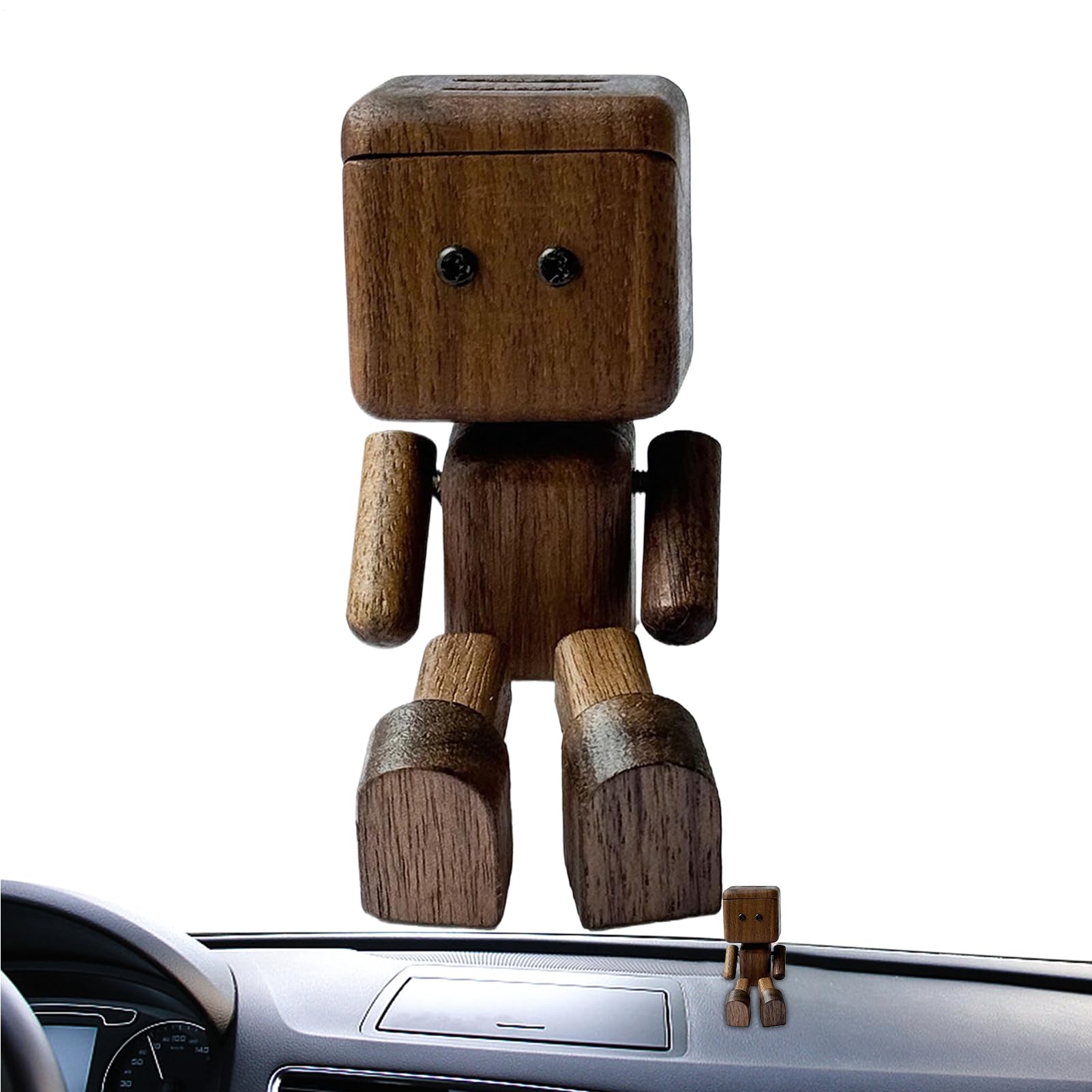 車 インテリア 置物 木造 ロボット 人形 ダッシュボード 飾り かわいい 木製 フィギュア 揺れる 卓上 デスク 装? 雑貨 小物 ハンドメイド 風 ギフト プレゼント 贈り物 車内アクセサリー 足ぶら人形 ブラウン|アピネス