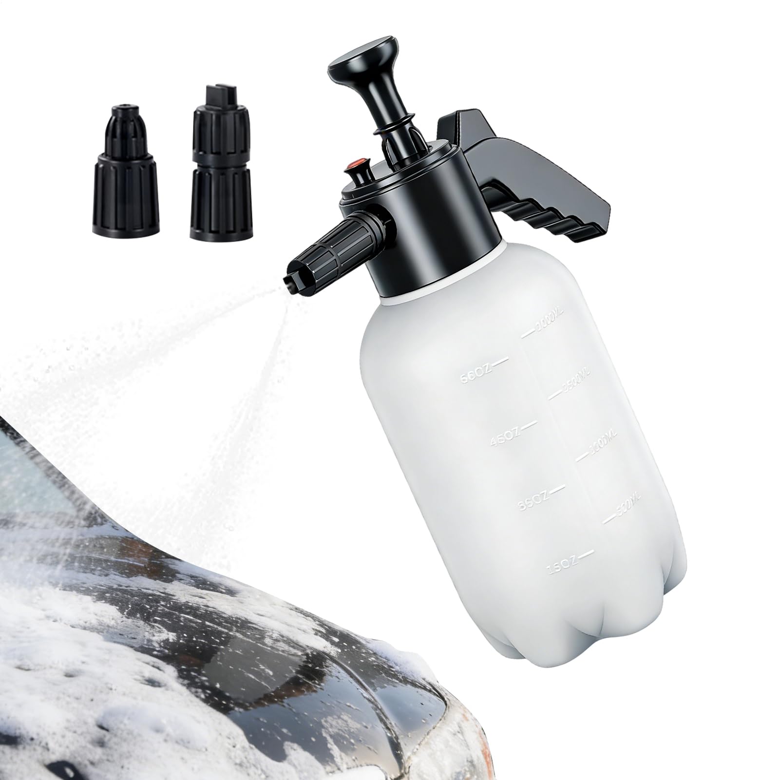 フォームスプレー 手動 加圧式 2L ノズル付き 泡洗浄 噴霧器 大容量 2000ml カーシャンプー ハンディフォーマー 洗車用品 自動車 バイク 窓ガラス 掃除 散水 園芸 庭 ハンディクラフト スプレーボトル｜アピネス