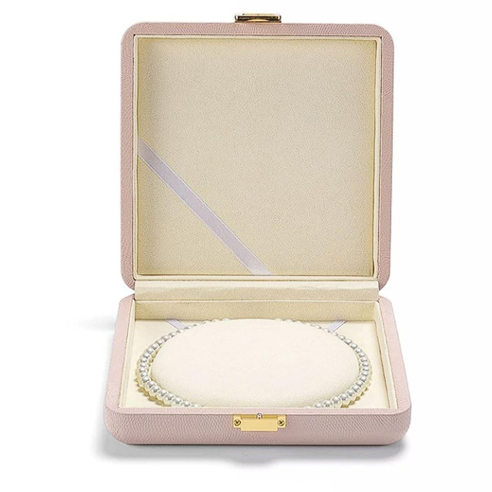宝飾品ボックス席 仕掛ける 3点仕掛ける 輪っか 首飾り 付属品入れもの 宝飾品納める 小入れもの 納めるボックス席 なめし革調 サクラ色 今めかしい 差し上げ物 差し上げ物