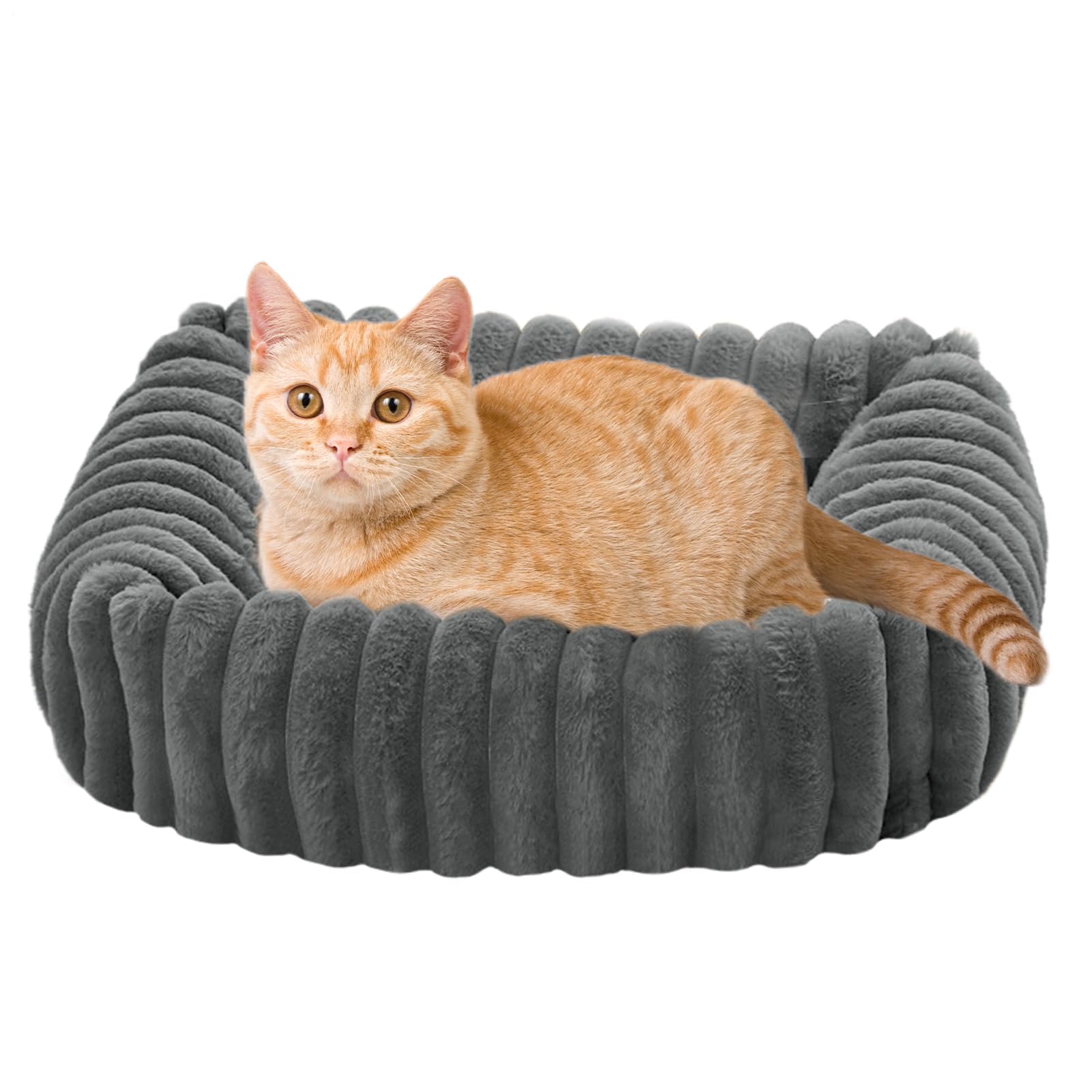 洗える 猫ベッド ペットベッド 犬 猫 クッション ふわふわ 柔らかい 保温 防寒 通年利用 角型 滑り止め付き ペット用品 60&times;50cm グレー ベージュ｜アピネス