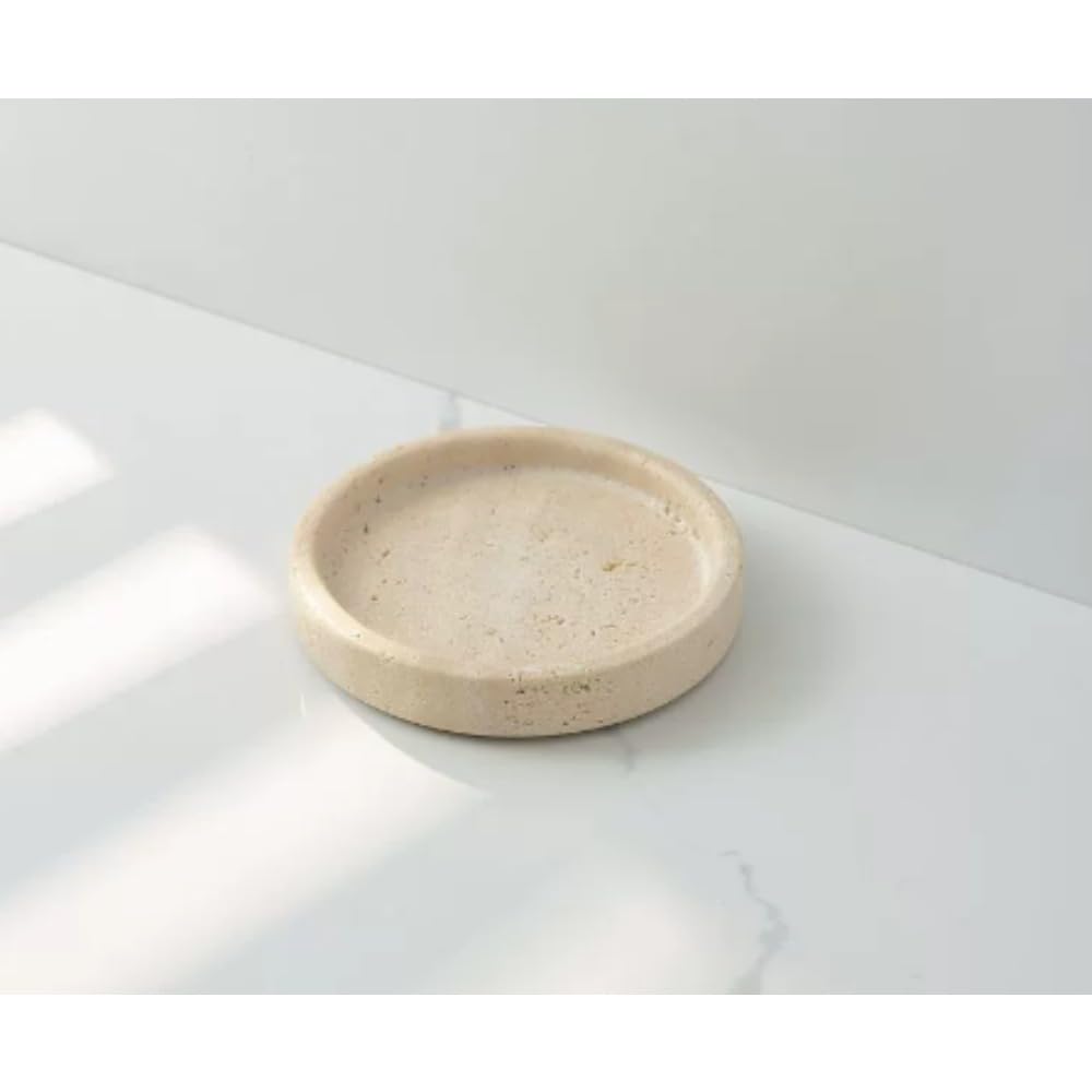 生まれながらトラバーチン マーブル御盆 石ころ一皿 小入れもの 佩び物御盆 宝飾品置き 室内装飾雑貨 今めかしい 点火装置ベージュ